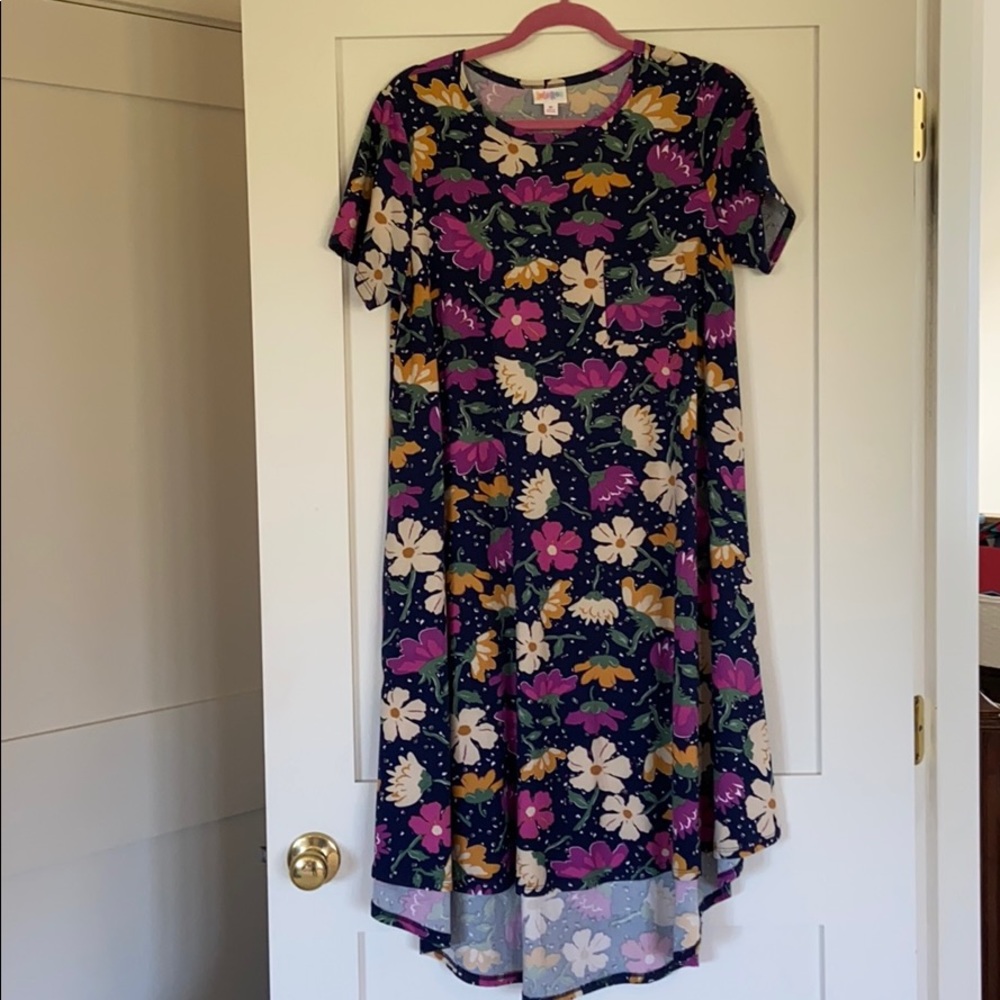 EUC navy floral hi/lo dress
